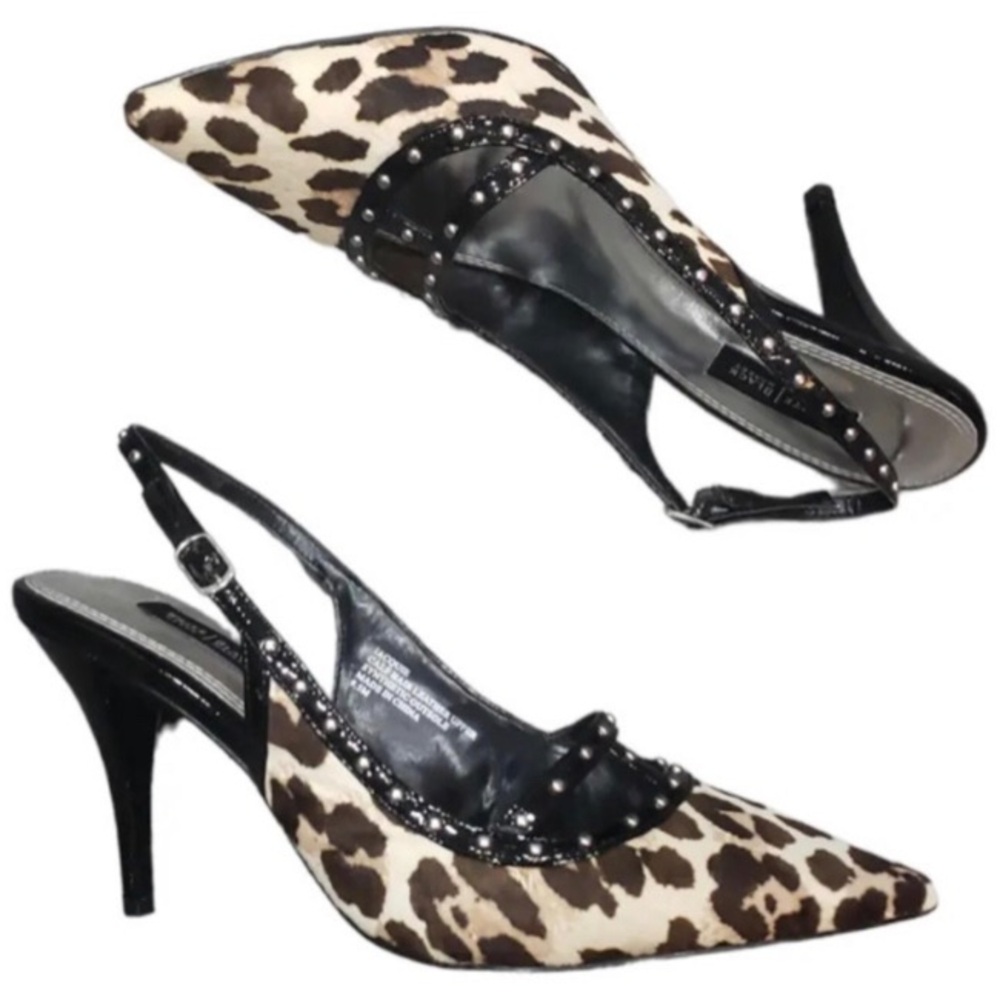White House Black Market Jacquie Calf Hair Leather Slingback Heels